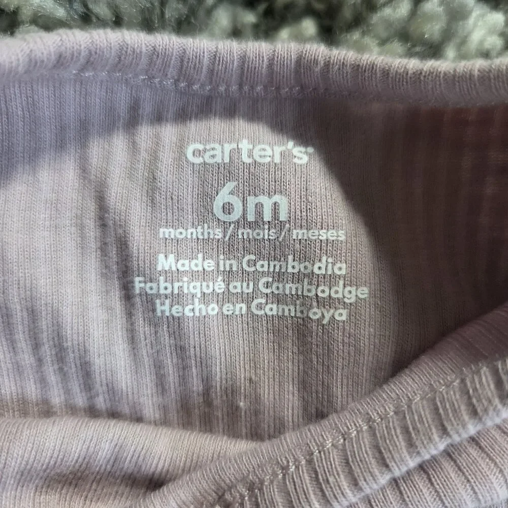 Carter's 5pc Baby 6M Ribbed Long Sleeve Cotton Snap Bodysuits